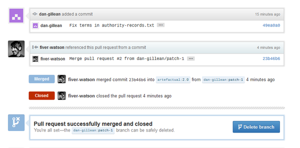 An image of GitHub notification details on an accepted pull request