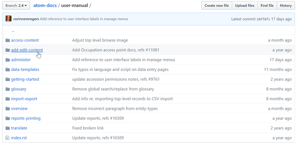An image GitHub's repository browser